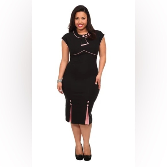 Stop Staring 30's Bombshell Dress, Black/Pink, XL, EUC - Picture 7 of 11